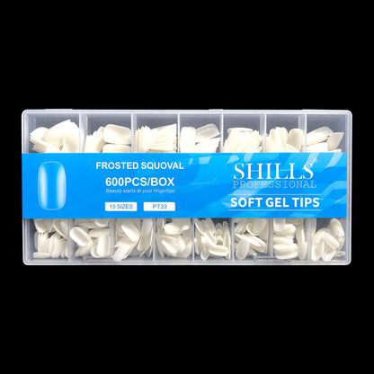 Frosted Squoval Soft Gel Tips – 600pcs NATURAL