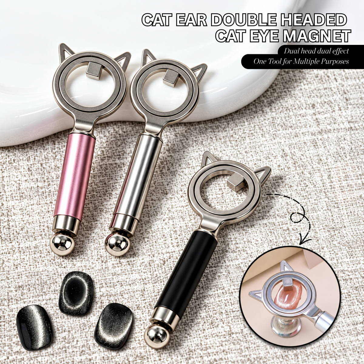 Cat Ear Double Headed Cat Eye Magnet