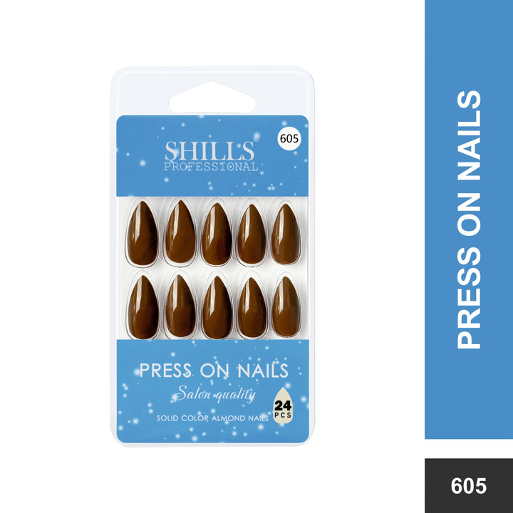 Glossy Solid Color Nails Sharp Almond(SPN605-SPN630) - Shills Professional