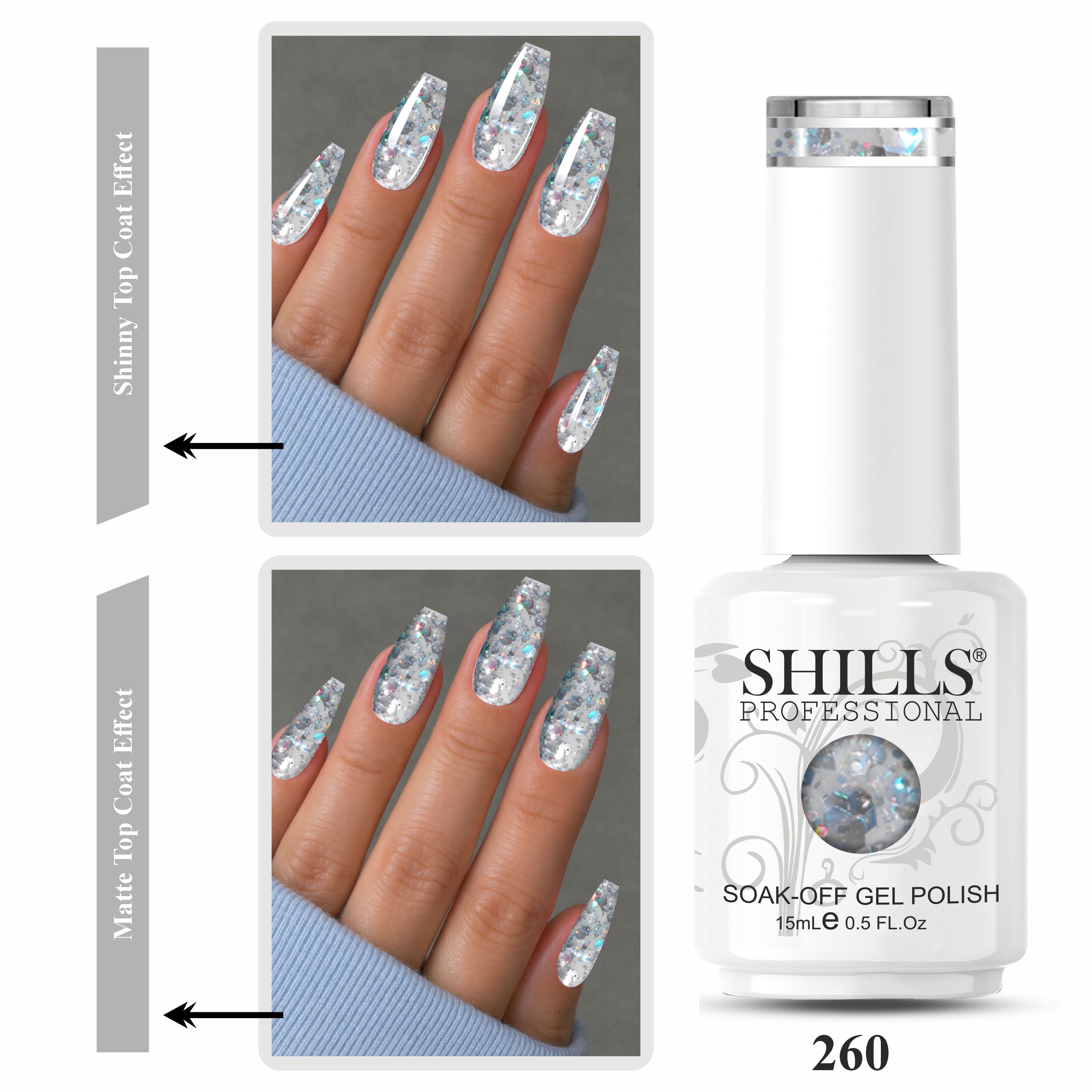 SHILLS PROFESSIONAL Laser Glitter UV/LED Gel Nail Polish 15ml