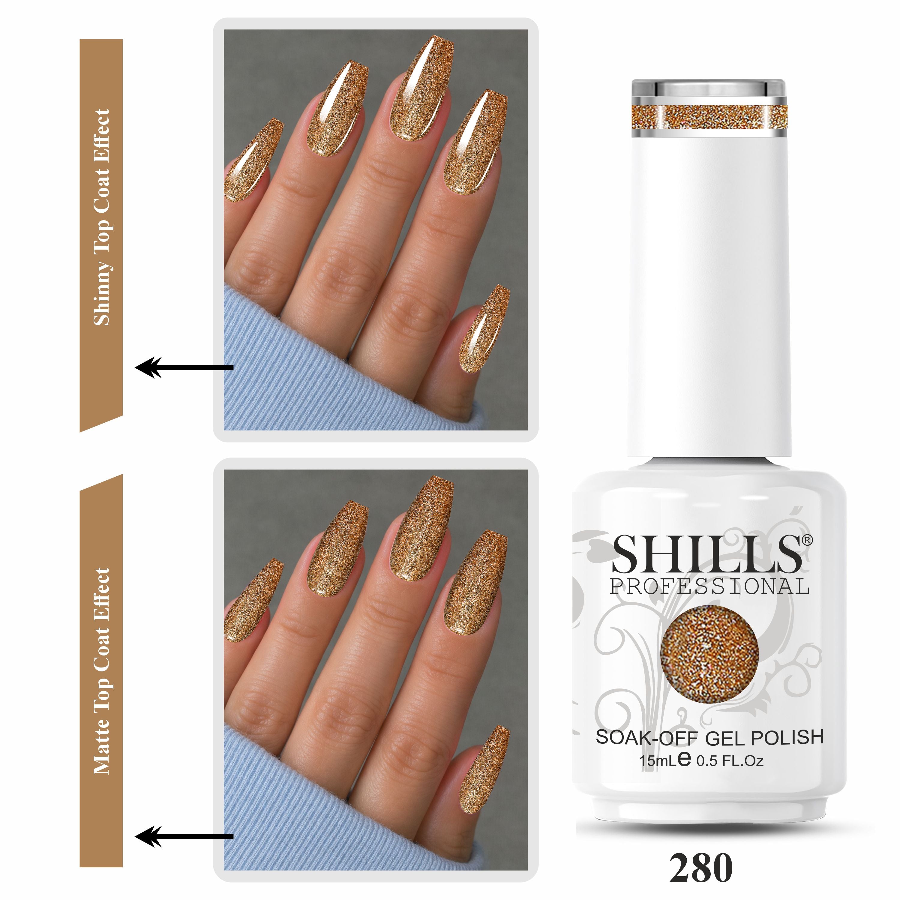 SHILLS PROFESSIONAL UV/LED Shiny Glitter Gel Polish 15ml