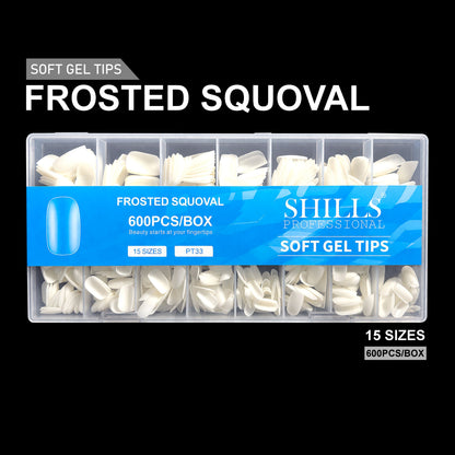 Frosted Squoval Soft Gel Tips – 600pcs NATURAL