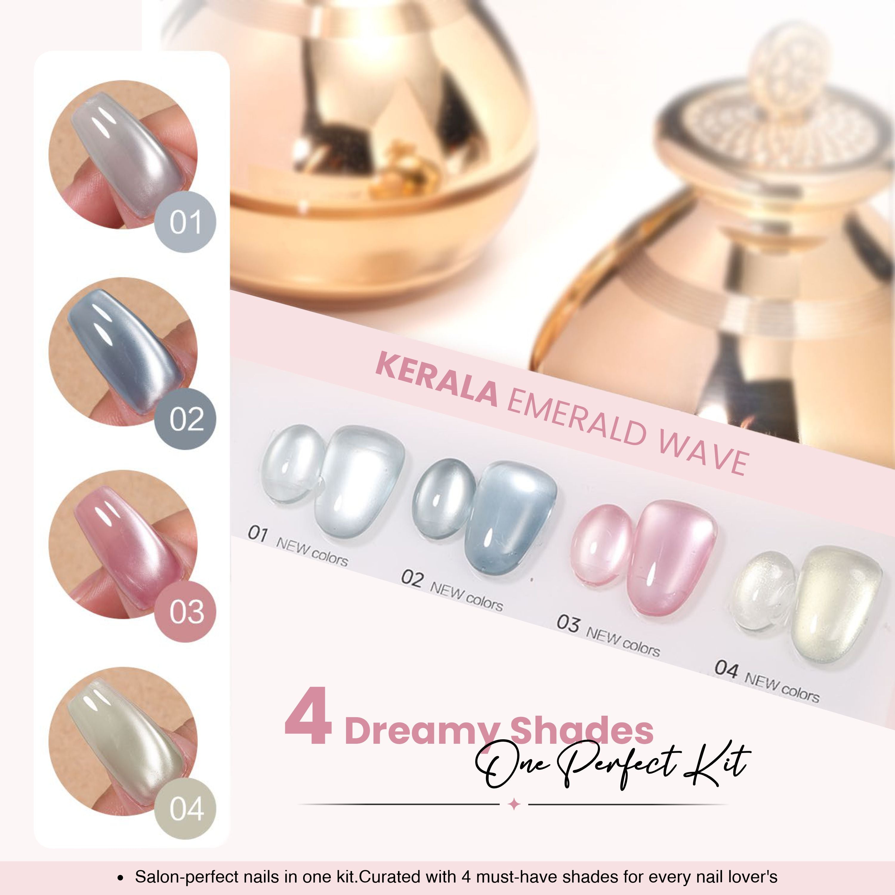 4pcs Cat Eye Set Kerala Emerald Wave