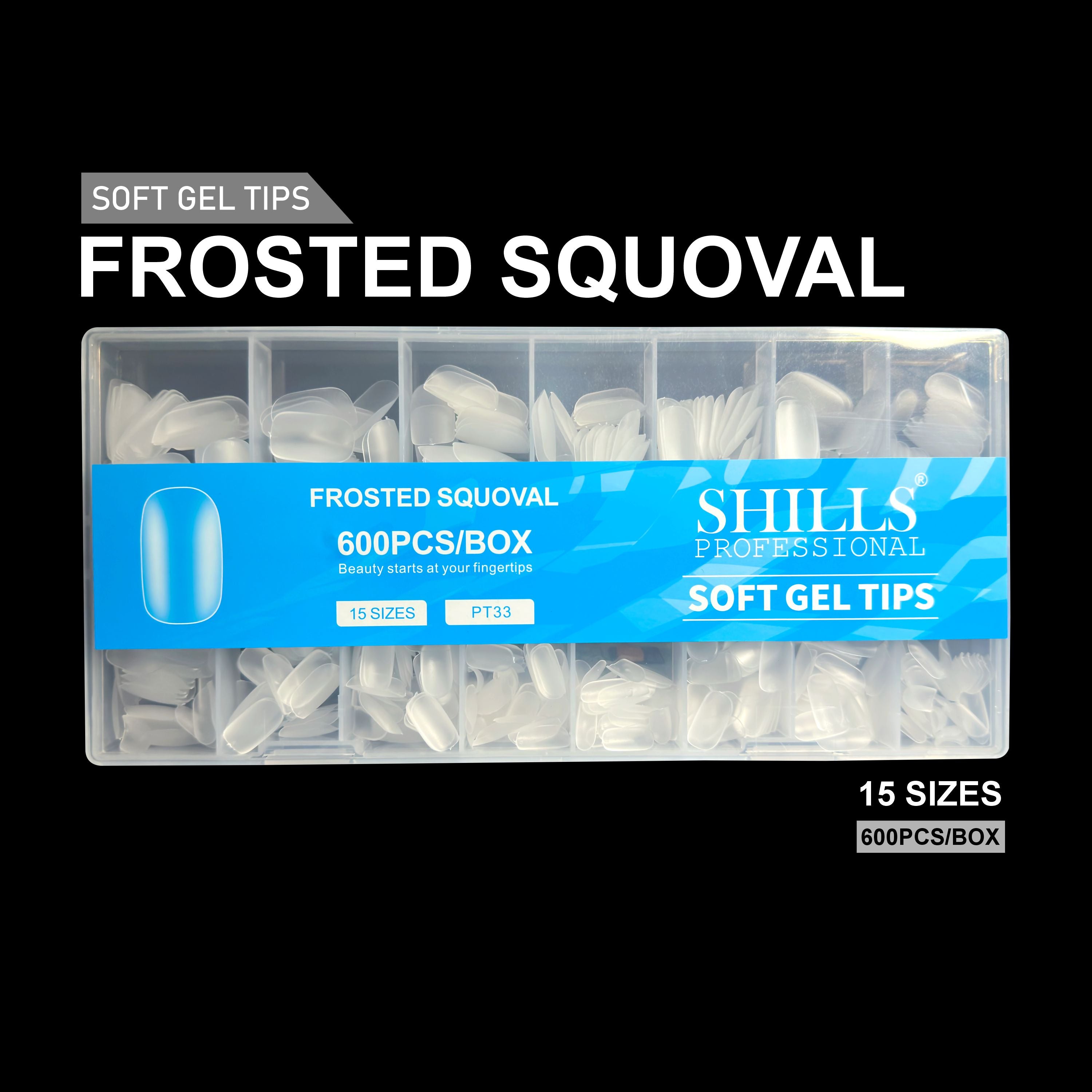 Frosted Squoval Soft Gel Tips – 600pcs CLEAR