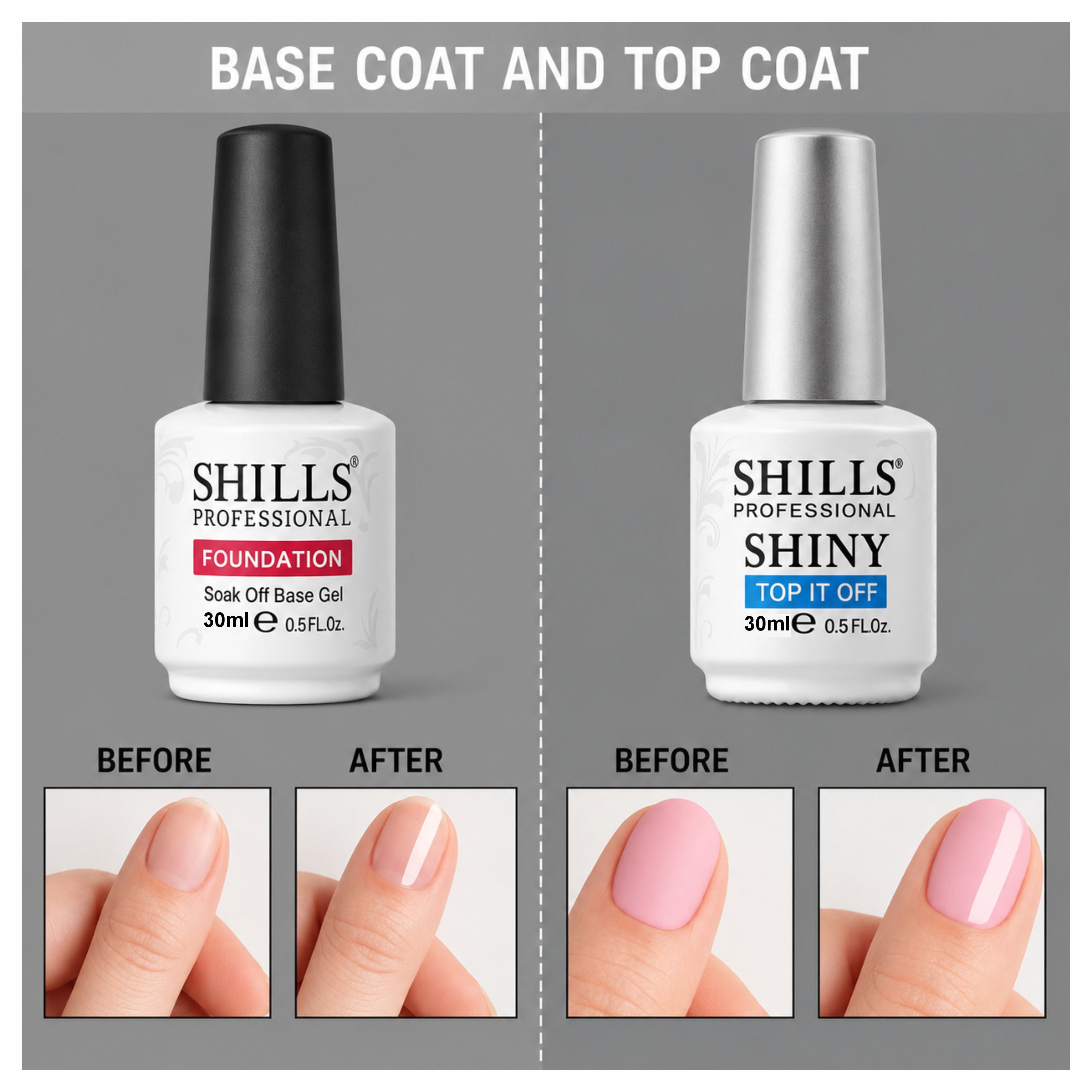 Nail Base Coat and Top Shine Coat Combo 30ML