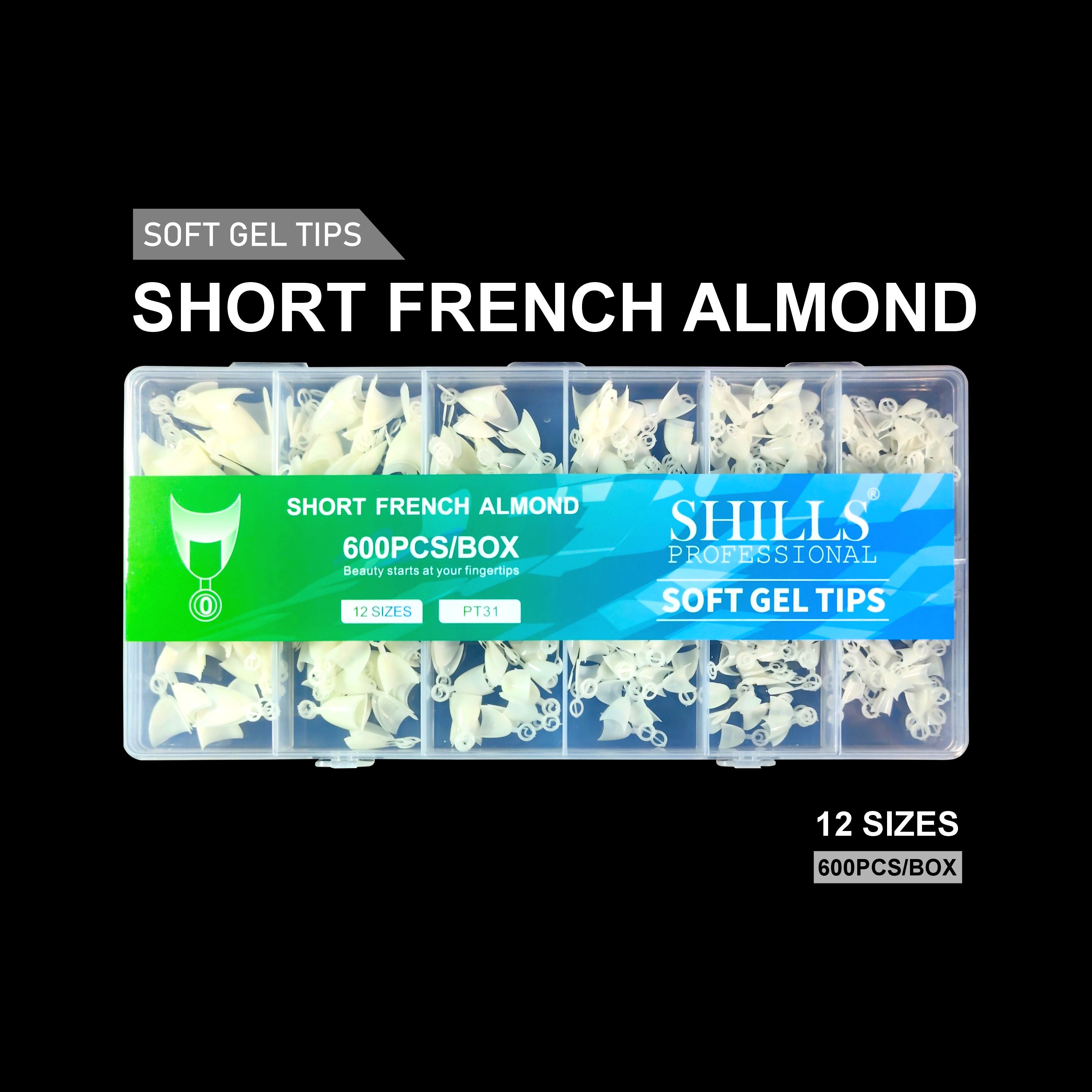 Short French Almond Soft Gel Tips – 600pcs NATURAL
