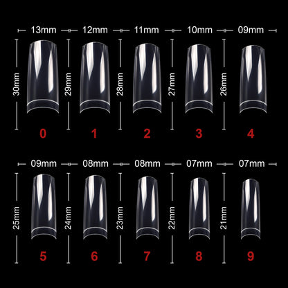 PKT 500pcs French Square Nail Tips Clear CLR
