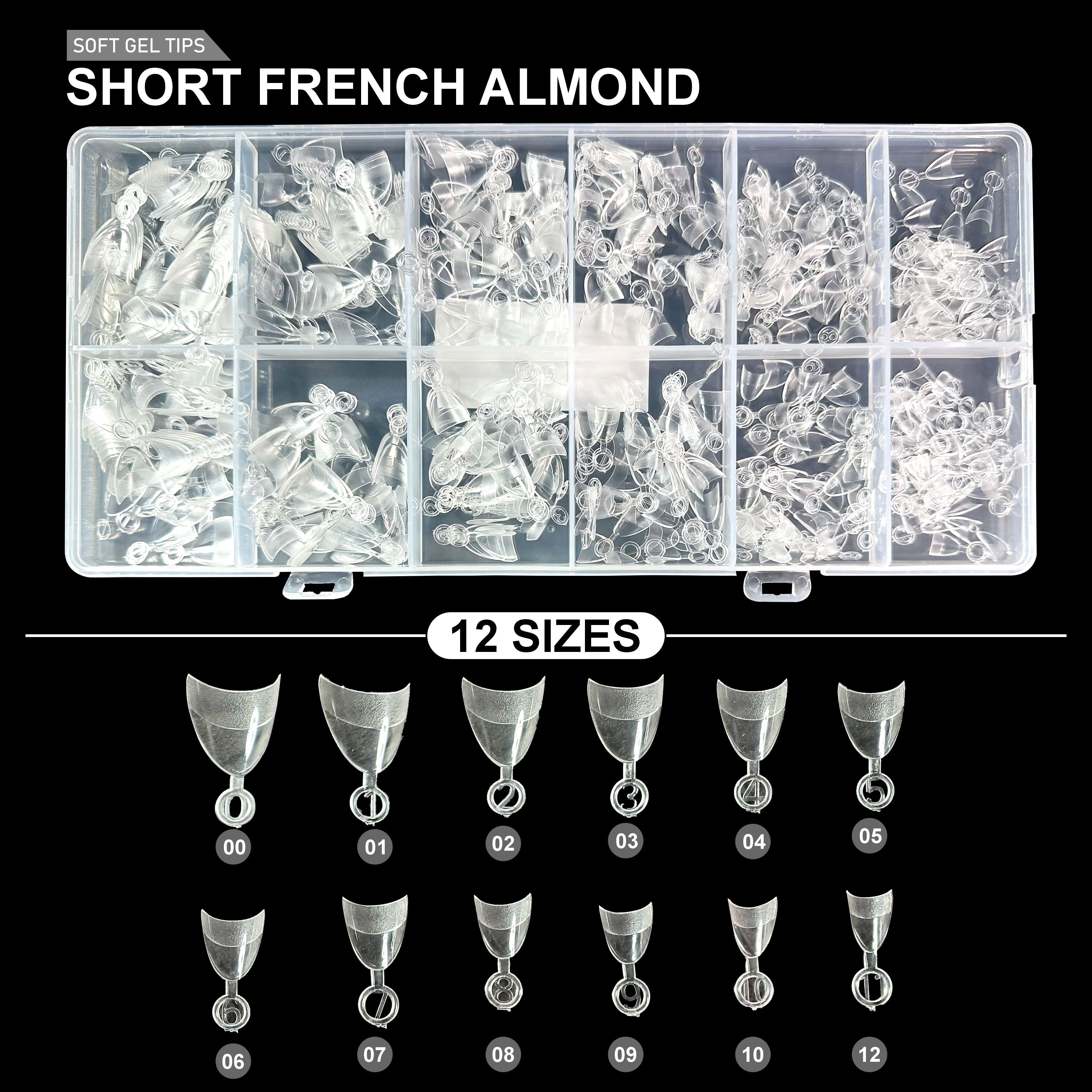 Short French Almond Soft Gel Tips – 600pcs CLEAR