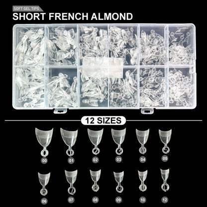 Short French Almond Soft Gel Tips – 600pcs CLEAR