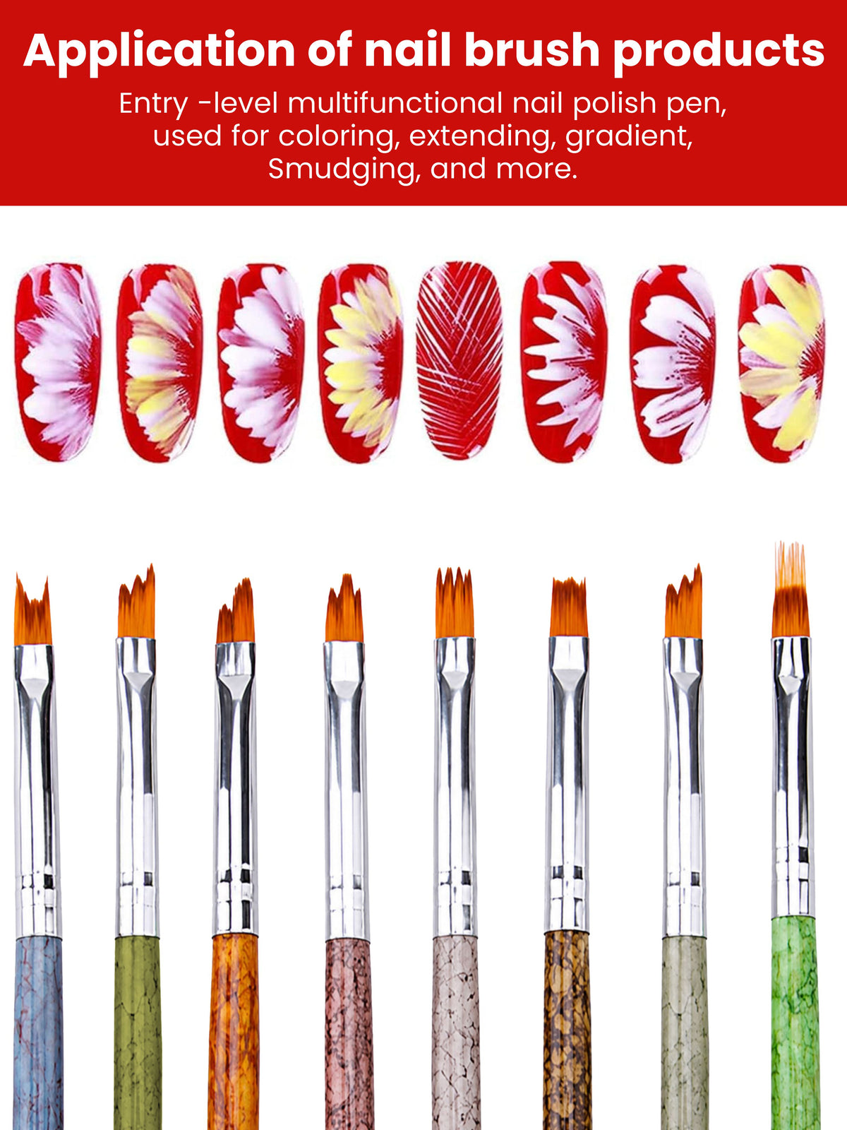 Marble Ombre Brush Set 8Pcs- NB-06 MLT