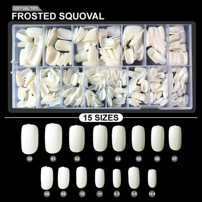 Frosted Squoval Soft Gel Tips – 600pcs NATURAL