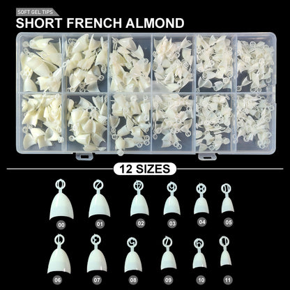 Short French Almond Soft Gel Tips – 600pcs NATURAL