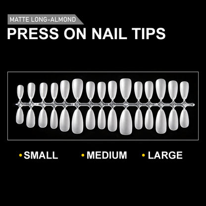 Press On Nail Tips – Matte Long Almond
