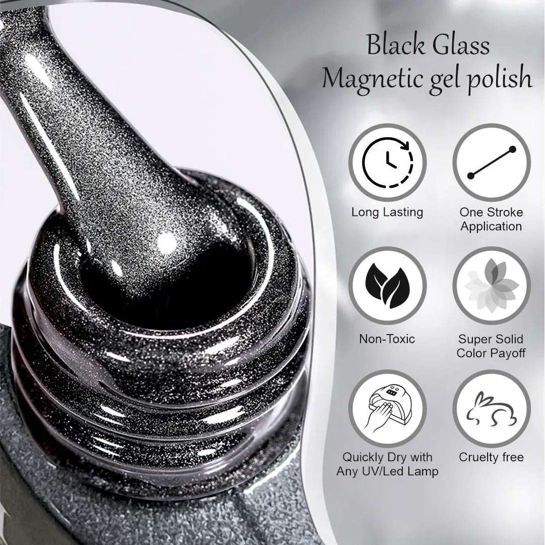 Black Glass Cat Magnetic Gel Polish - Shills Professional