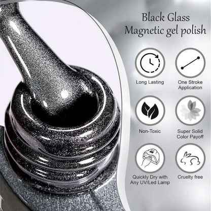 Black Glass Cat Magnetic Gel Polish - Shills Professional
