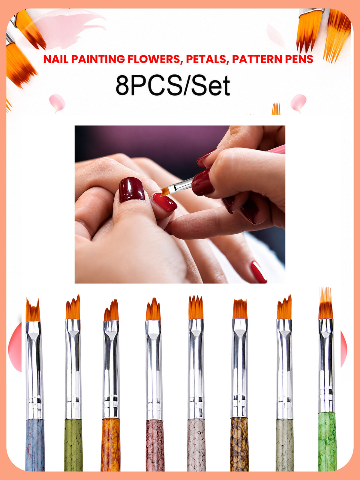 Marble Ombre Brush Set 8Pcs- NB-06 MLT