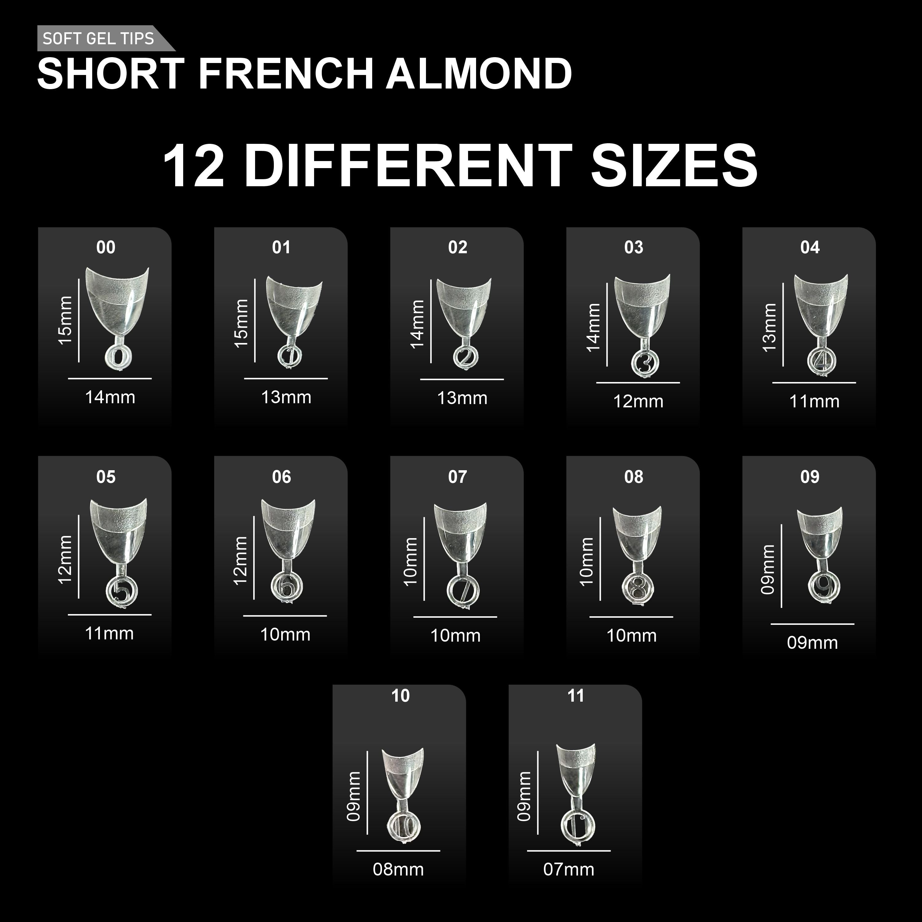 Short French Almond Soft Gel Tips – 600pcs CLEAR