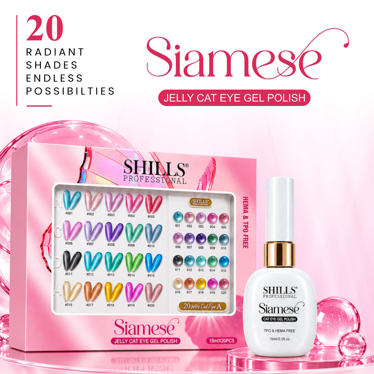 Siamese Jelly Cat Eye Gel Polish Set A (HEMA & TPO FREE)