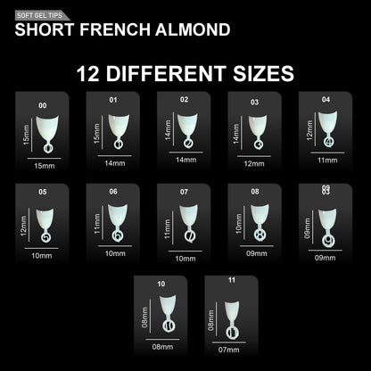 Short French Almond Soft Gel Tips – 600pcs NATURAL