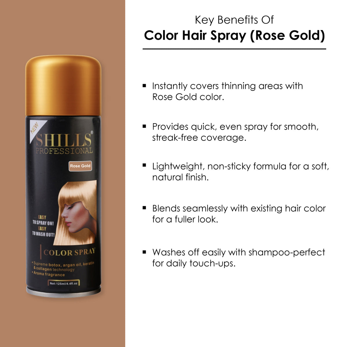 Color Hair  Spray - Rose Gold RGLD