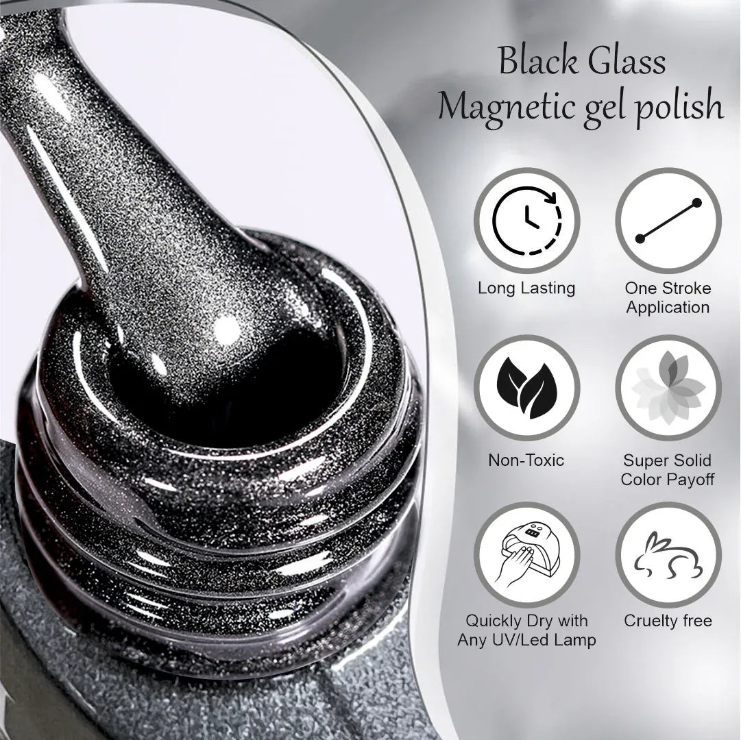 Black Glass Cat Magnetic Gel Polish - Shills Professional
