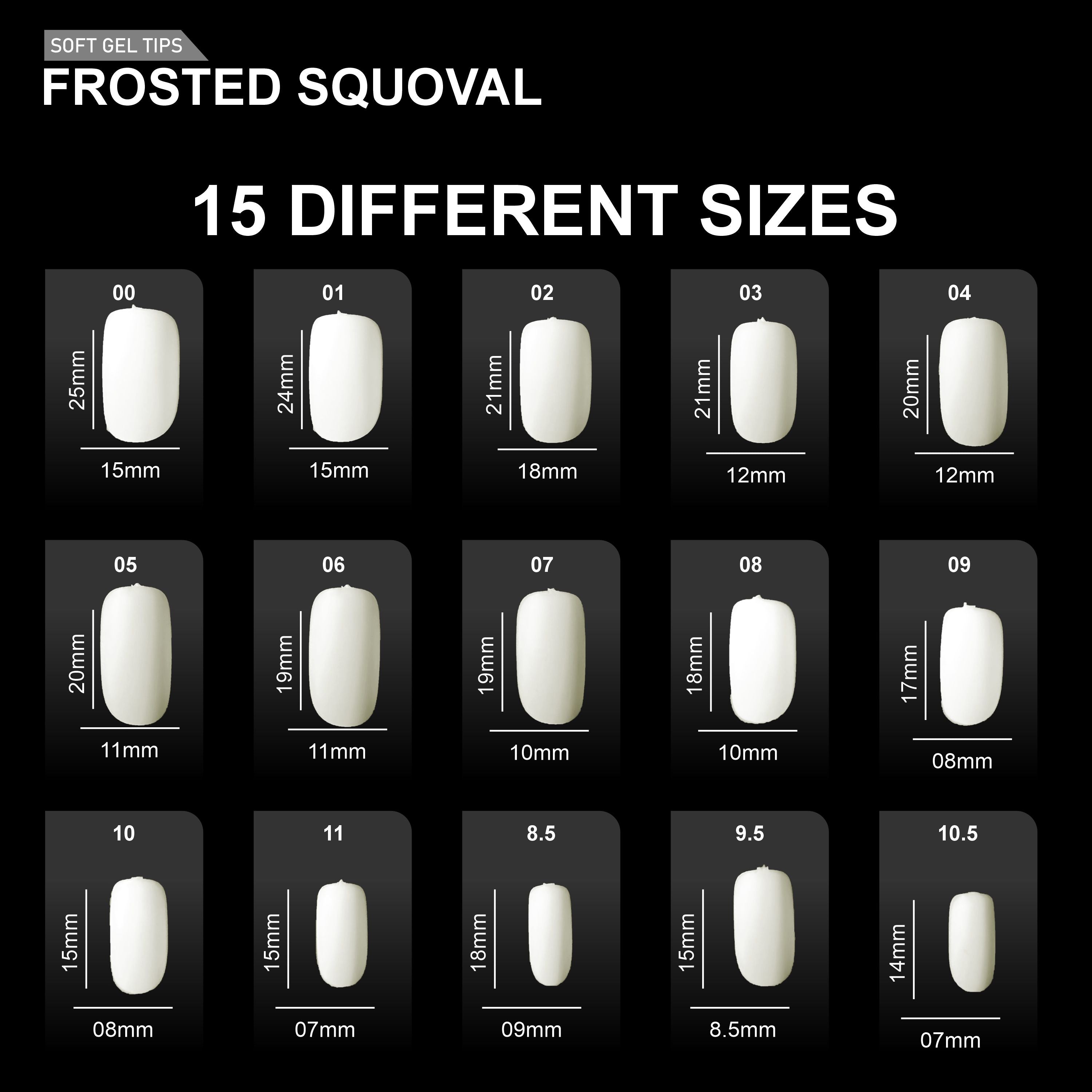 Frosted Squoval Soft Gel Tips – 600pcs NATURAL