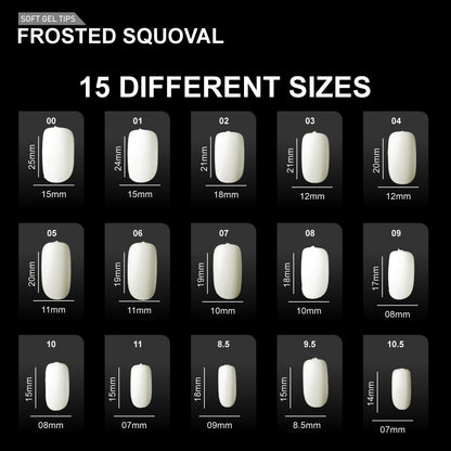 Frosted Squoval Soft Gel Tips – 600pcs NATURAL