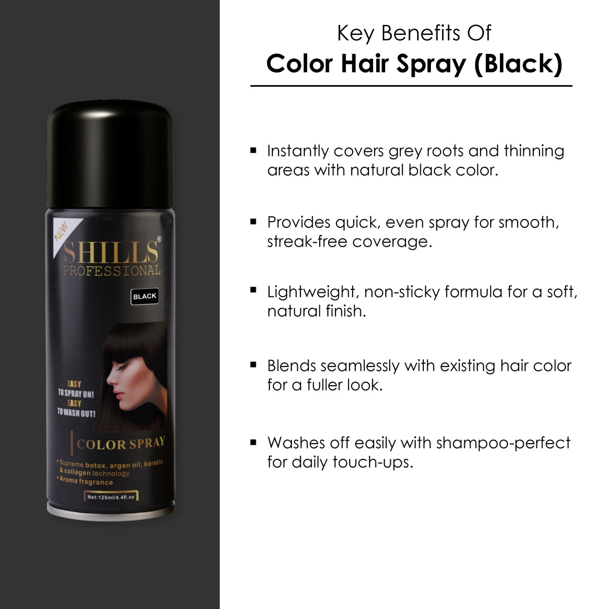 Color Hair Spray - Black BLK