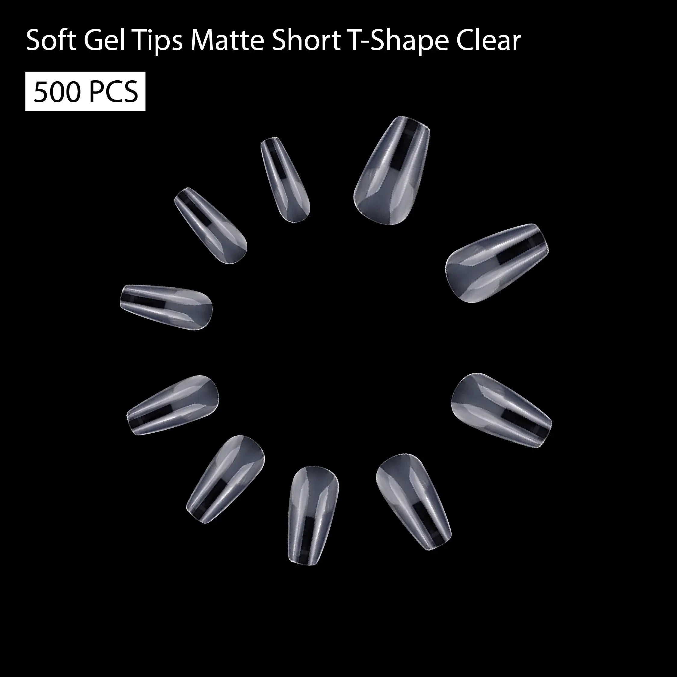 Soft Gel Tips Matte Short T-Shape-PT18-CLEAR - Shills Professional