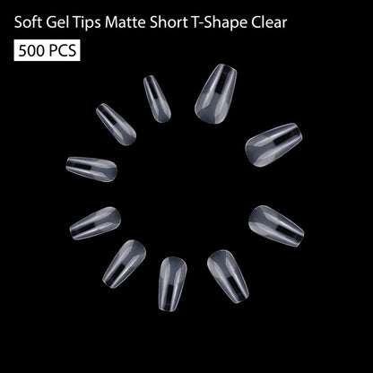 Soft Gel Tips Matte Short T-Shape-PT18-CLEAR - Shills Professional