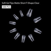 Soft Gel Tips Matte Short T-Shape-PT18-CLEAR