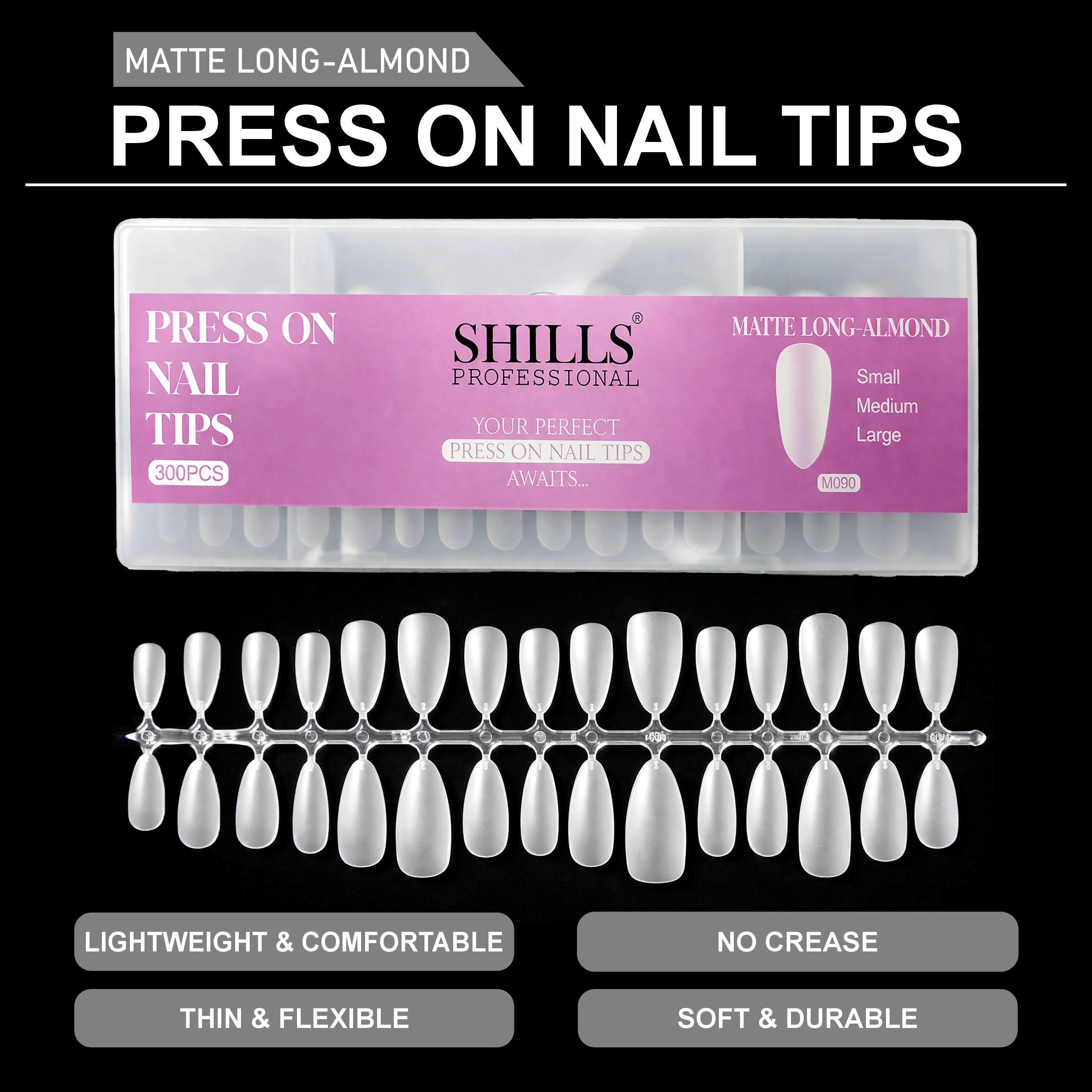 Press On Nail Tips – Matte Long Almond