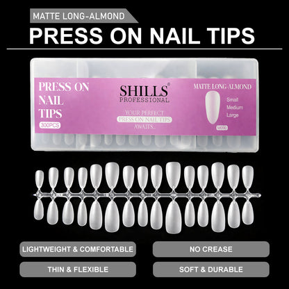 Press On Nail Tips – Matte Long Almond