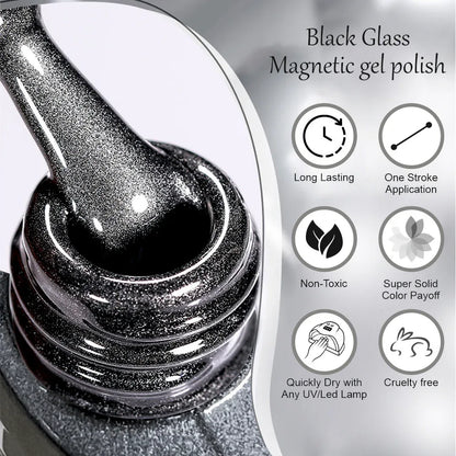 Black Glass Cat Magnetic Gel Polish - Shills Professional