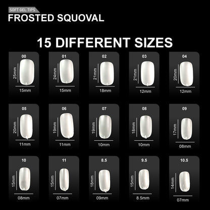 Frosted Squoval Soft Gel Tips – 600pcs CLEAR