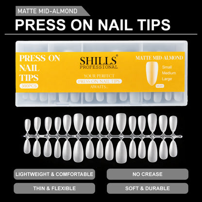 Press On Nail Tips – Matte Mid Almond