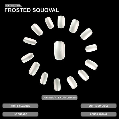 Frosted Squoval Soft Gel Tips – 600pcs CLEAR