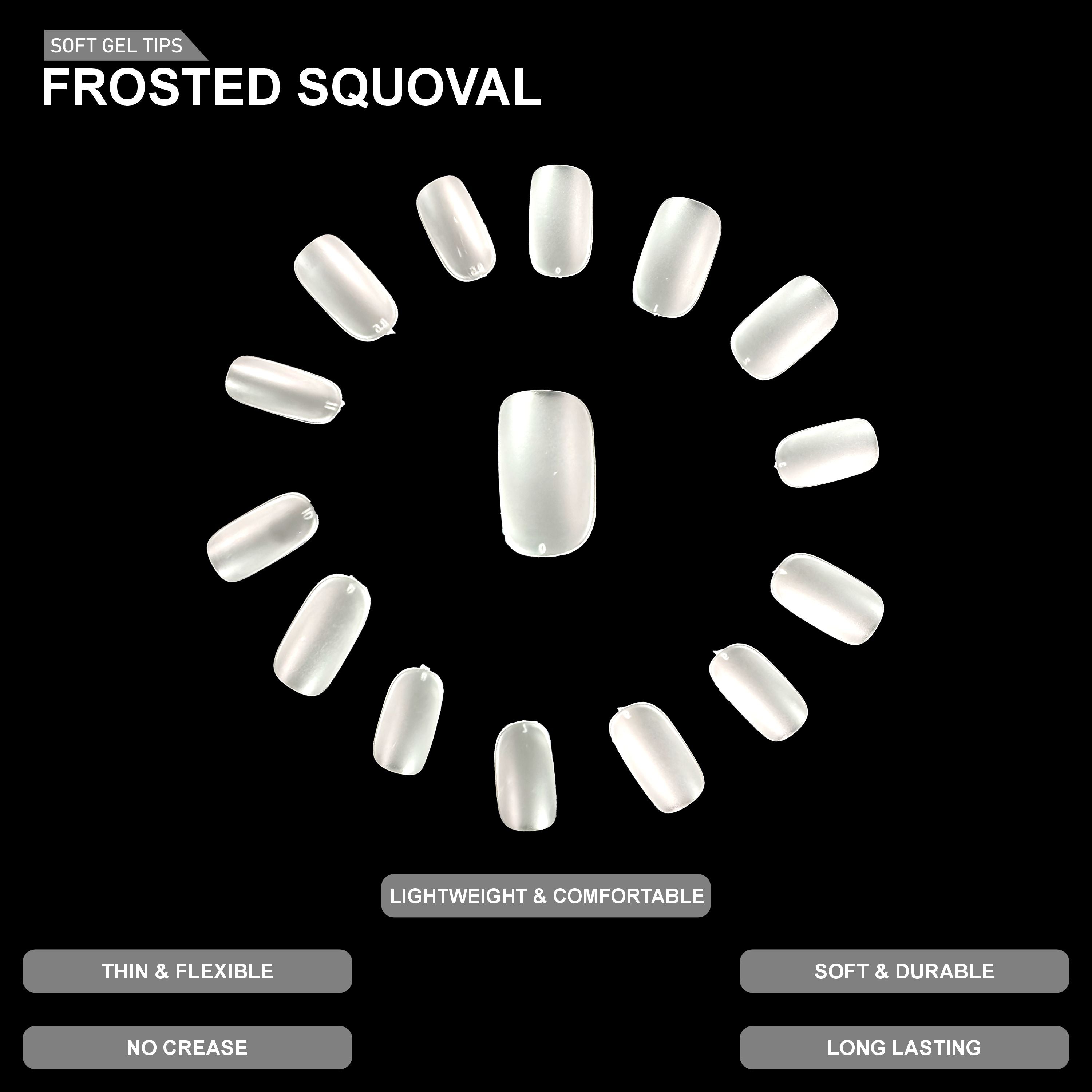 Frosted Squoval Soft Gel Tips – 600pcs NATURAL