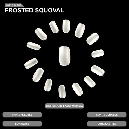 Frosted Squoval Soft Gel Tips – 600pcs NATURAL