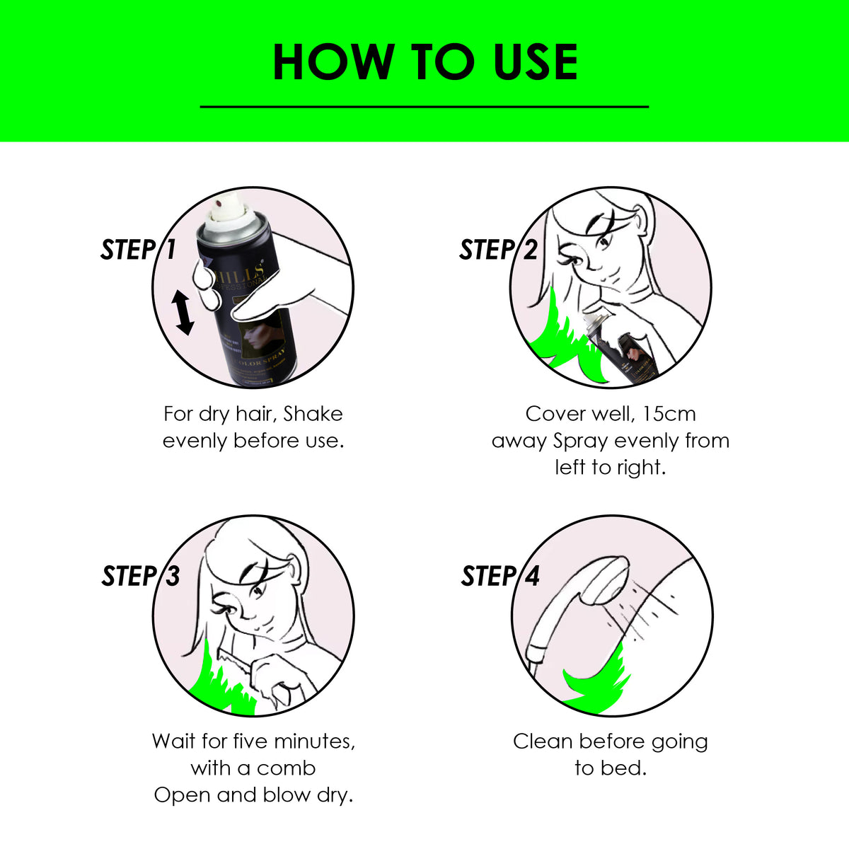 Color Hair Spray-Neon Green NGRN