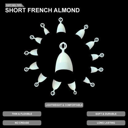 Short French Almond Soft Gel Tips – 600pcs NATURAL