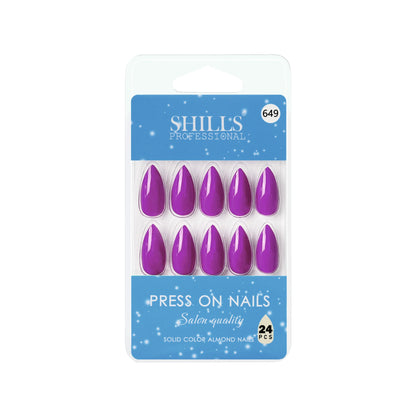 Glossy Solid Color Nails Sharp Almond(SPN631-SPN656) - Shills Professional