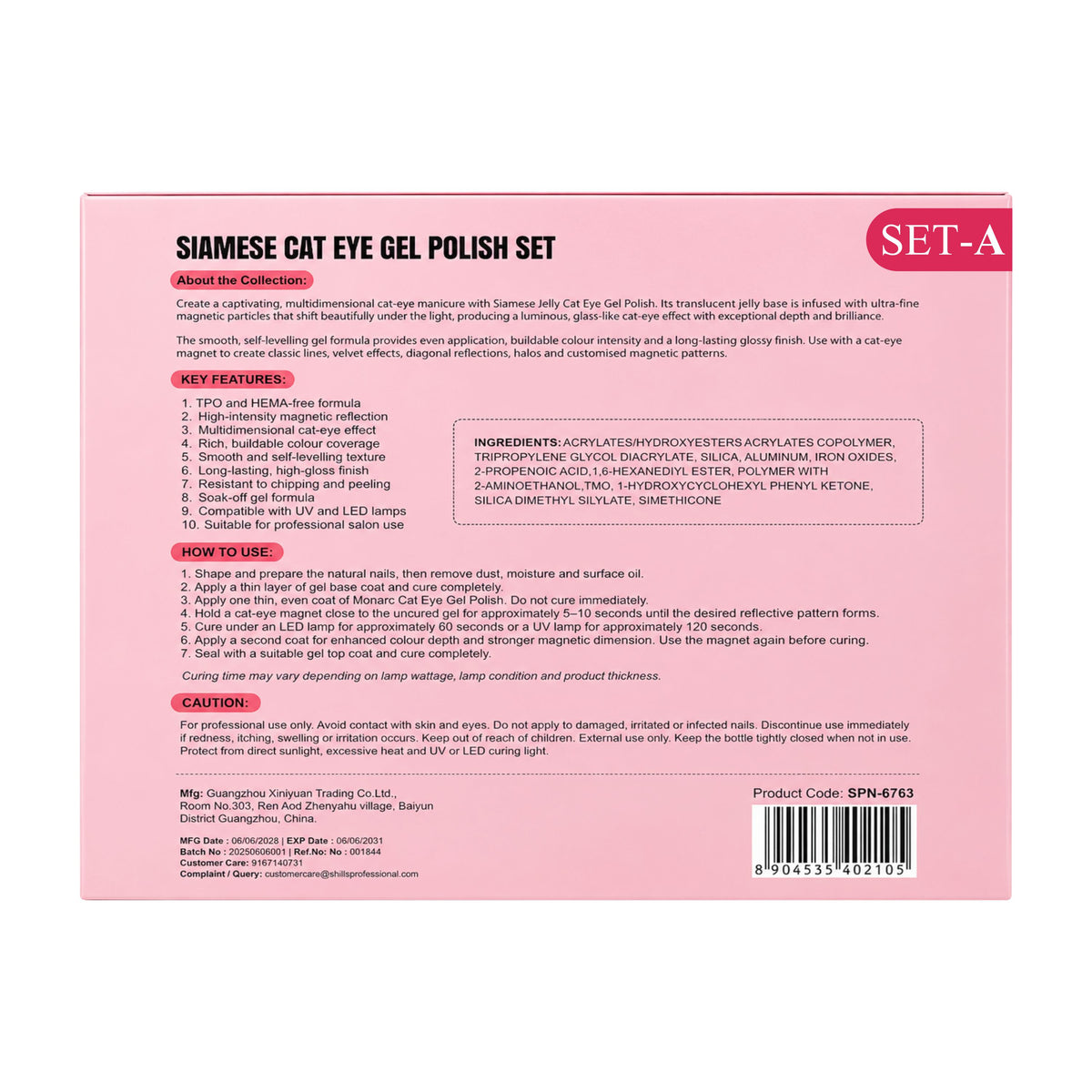 Siamese Jelly Cat Eye Gel Polish Set A (HEMA & TPO FREE)
