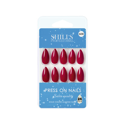 Glossy Solid Color Nails Sharp Almond(SPN605-SPN630) - Shills Professional