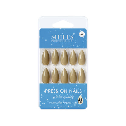 Glossy Solid Color Nails Sharp Almond(SPN631-SPN656) - Shills Professional