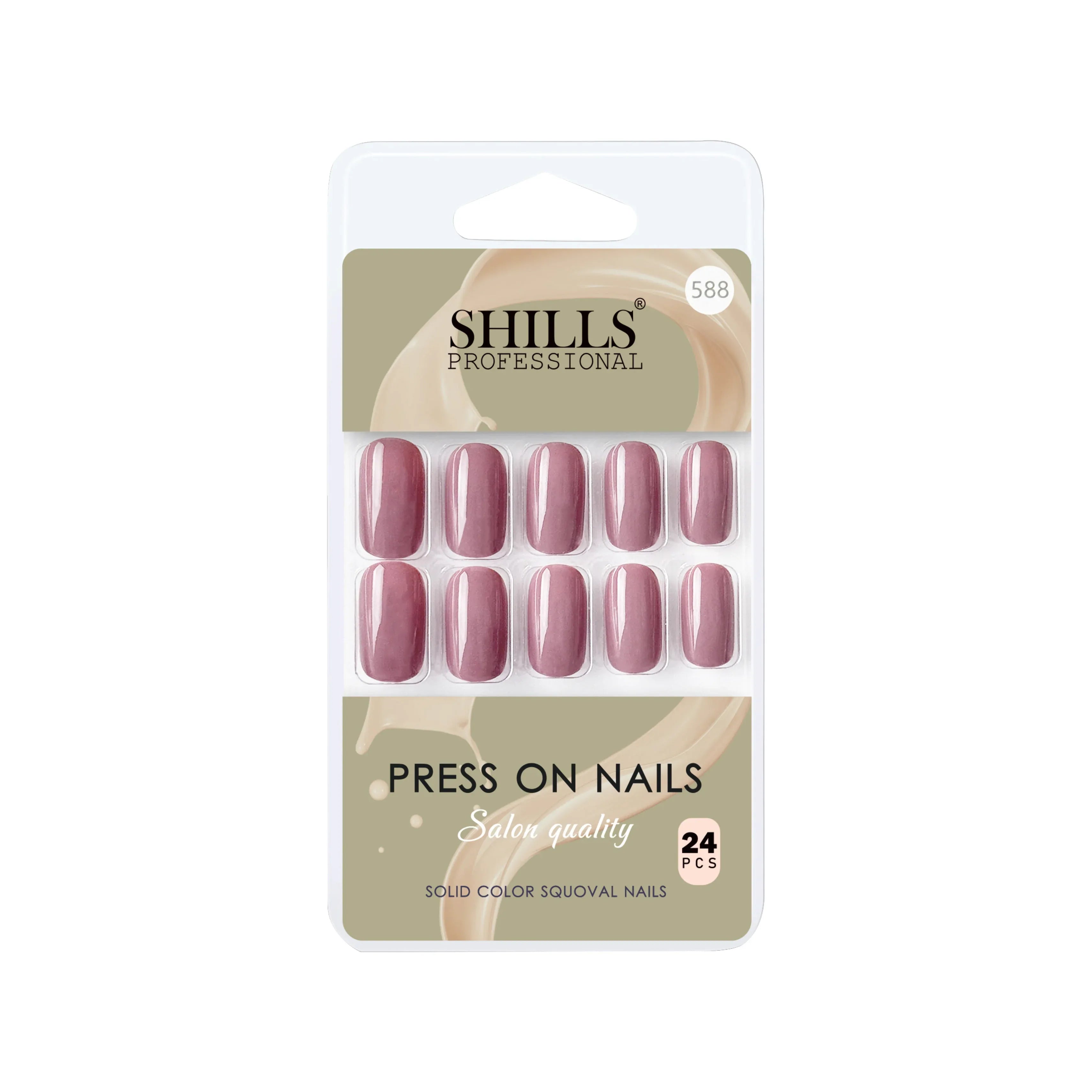 Glossy Solid Color Nails Square(SPN579-SPN604) - Shills Professional