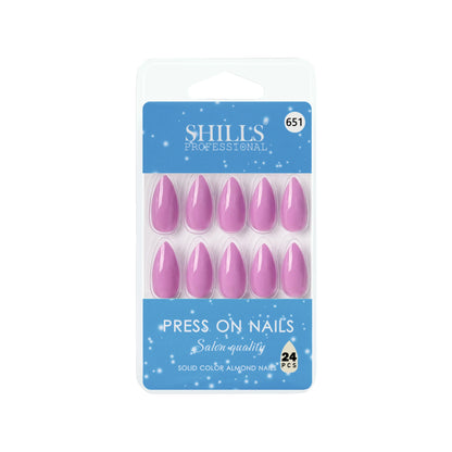 Glossy Solid Color Nails Sharp Almond(SPN631-SPN656) - Shills Professional