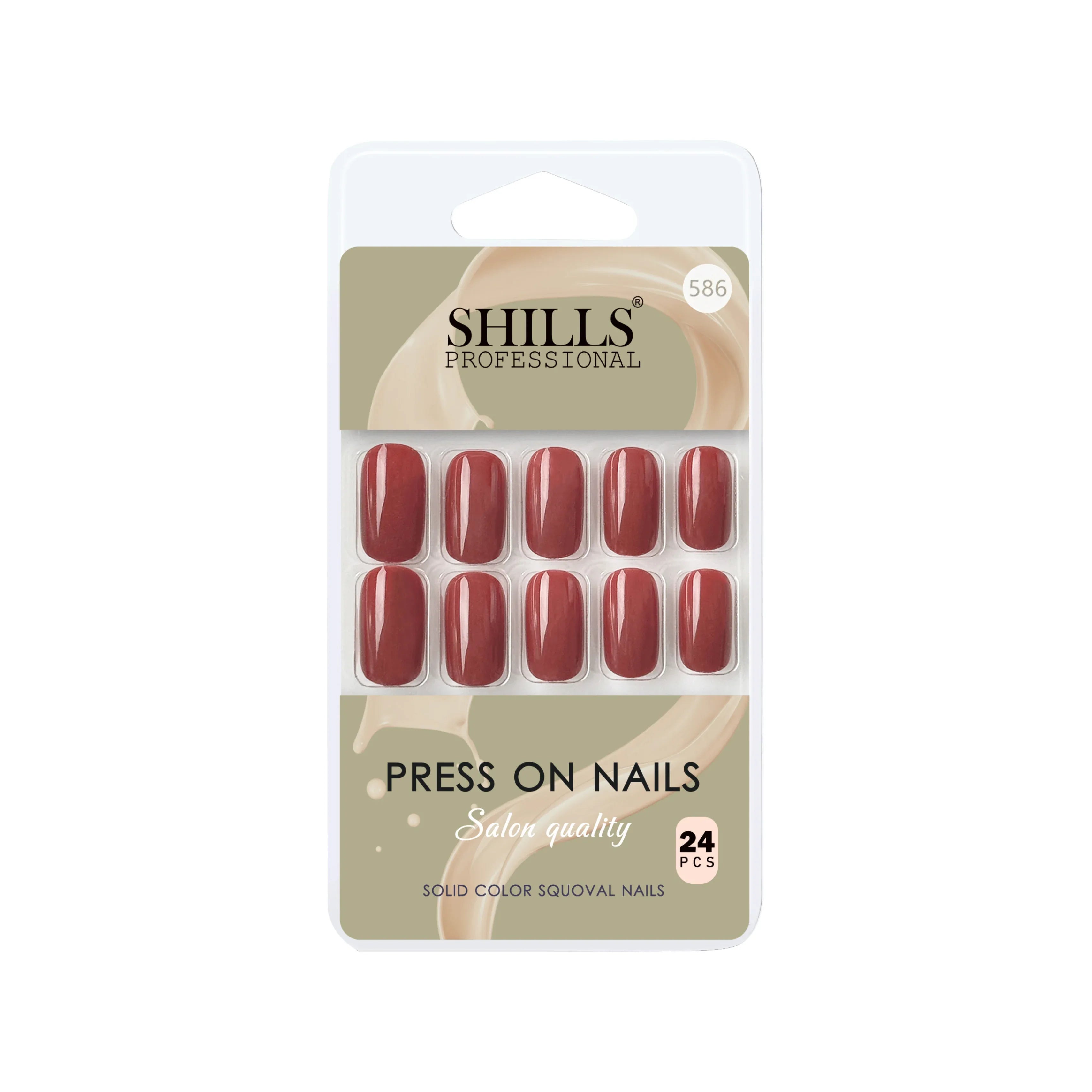 Glossy Solid Color Nails Square(SPN579-SPN604) - Shills Professional