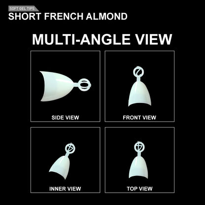Short French Almond Soft Gel Tips – 600pcs NATURAL