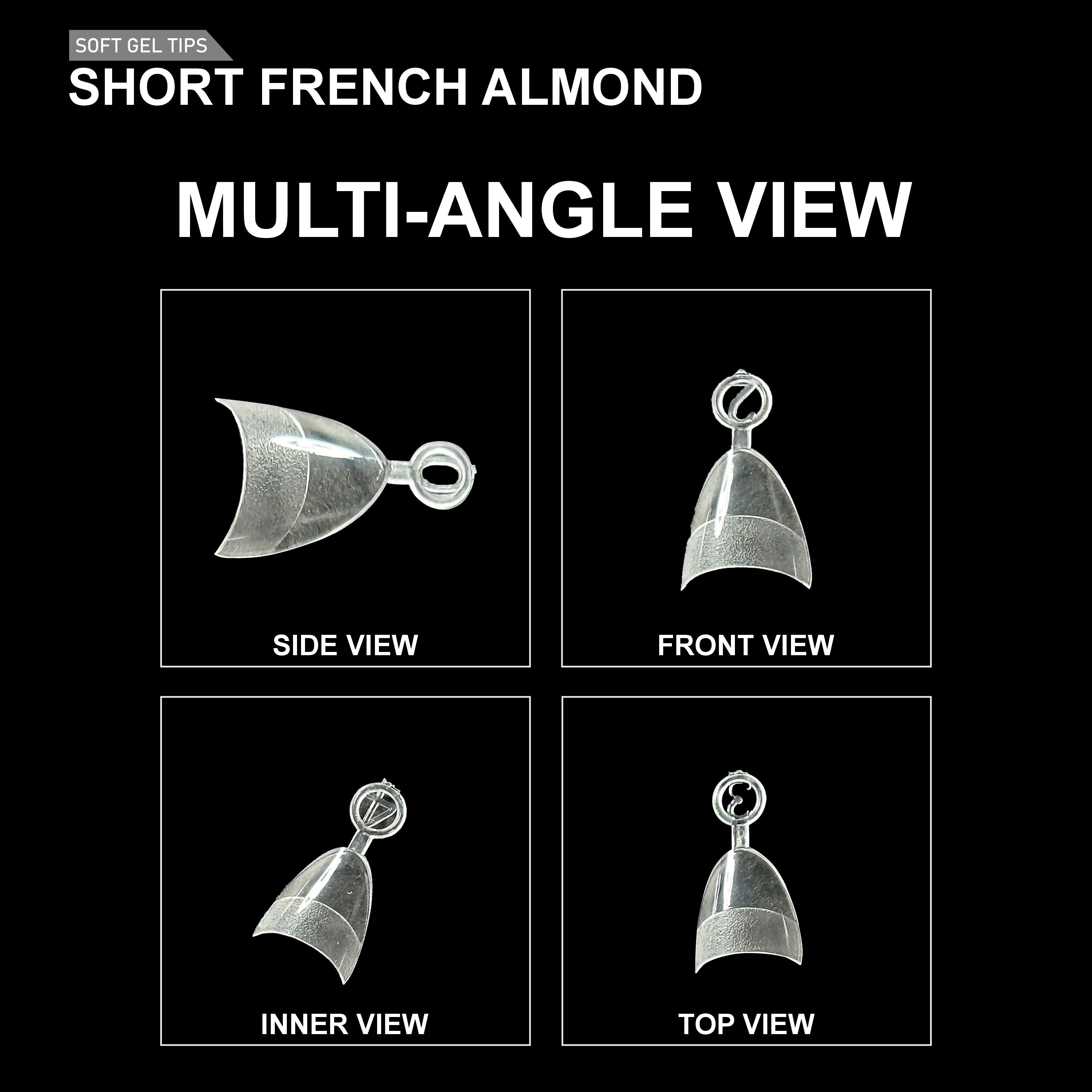 Short French Almond Soft Gel Tips – 600pcs CLEAR